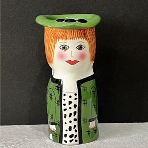 Bella Casa ’JADE’ Collectable Hand Painted Lady Face VASE Green Decor Accessory